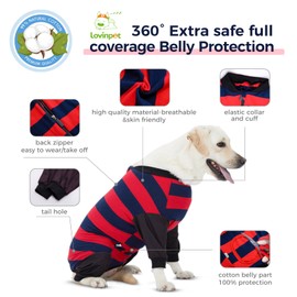 LovinPet Dog Recovery Suit for Large Medium Dogs Anti Licking Bodysuit Dog Bodysuit for Abdominal Wound After Surgery Cut-Out Design of Abdomen Bodysuit Onesie for Shedding Skin Disease,L