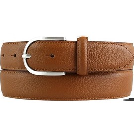 BELTINGER Ladies Italian Belt 35mm Wide Ladies Chino Belt Trouser Belt Textured Leather Buckle Silver, Tabac Silver