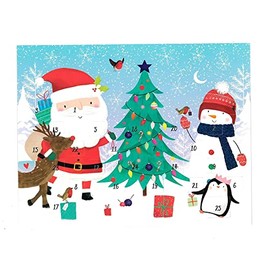 Christmas Advent Calendar - 24 Windows Choclate Free Traditional paper design - XK0042 Santa/Snowman 8399