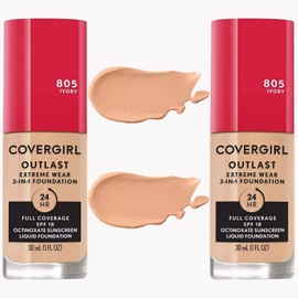 COVERGIRL Outlast Extreme Wear 3 In 1 Foundation 805 IVORY, 2-PACK! (READ)
