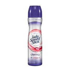 Lady Speed Stick Desodorante Antitranspirante Derma y Omega 3 en Aerosol 91 g. Brinda 48 Horas de Protección Efectiva. Aclara y Renueva tu Piel, 0% Alcohol