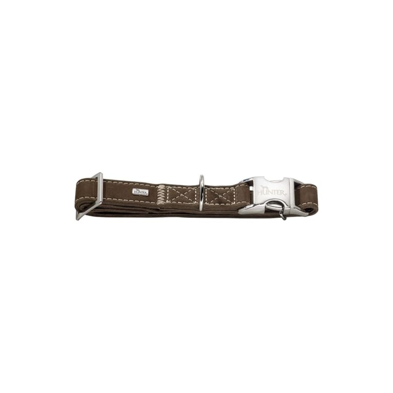 HUNTER HUNTING ALU-STRONG Hundehalsung, Hundehalsband, Aluminium Steckverschluss, Leder, robust, weich,