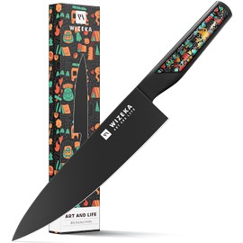WIZEKA Chef Knife: 8 Inch: Extreme Sharp Kitchen Knife: Full Tang High Carbon Stainless Steel: Chef's knife with Ergonomic Handle with Unique Patterns,Art Life Series