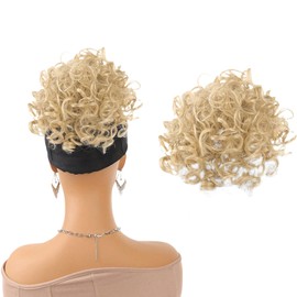 GWAWG Messy Bun Short Curly Ponytail Extension Synthetic Hair Scrunchies Large Bun Hairpiece with Hair Clip Clip Drawstring Loose Hair Bun Hair Extension (24-613)