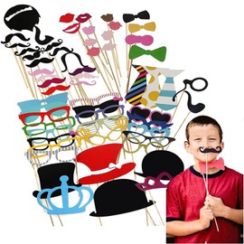 59-Piece Photo Box Accessories Set - Funny Photo Props for Weddings, Parties, Birthdays and Events - Photo Booth Accessories for Creative and Memorable Memories