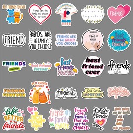 50 Pcs Friendship Stickers for Kids Teens Adults Boys Girls Gift,Friendship Stickers Pack for Laptop,Skateboard,Luggage,Car,Bike, Cup,Computer,Water Bottle Decor,Vinyl Waterproof Stickers