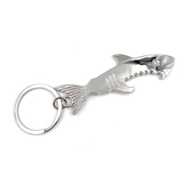 Onwomania - "Shark Fish White Shark Bottle Opener Keyring - Metal Lucky Charm Ideal as a Gift e.g. for a Best Friend, Best Friend, Mum - For Men, Women & Children, silver
