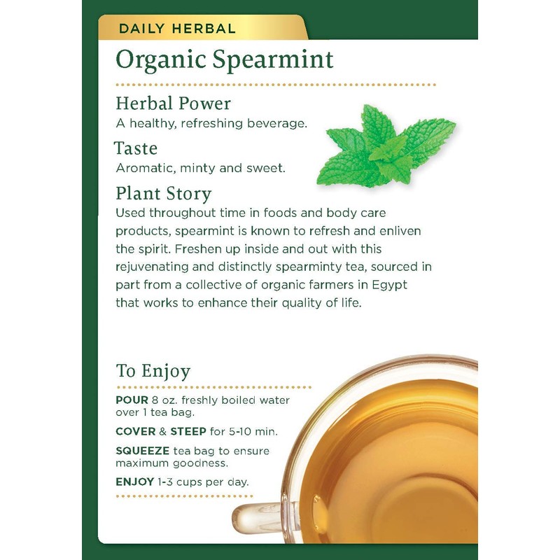 Traditional Medicinals Organic Spearmint Herbal Tea, 16 Tea Bags (Pack