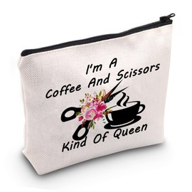 PYOUL Scissor Hair Stylist Cosmetic Pouch Bag Hairdresser Gifts I'm A Coffee and Scissors Kind of Queen Toiletry Bag (Kind of Queen B EU)