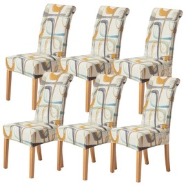 HZDHCLH Chair Covers Slipcovers 4/6 PCs Stretch Removable Washable Short Dining Chair Protector Cover Seat for Hotel,Dining Room,Ceremony (Silky soft,6 PCS)