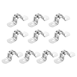 sourcing map 24Pcs Rigid Pipe Straps, 12mm(0.47") 201 Stainless Steel 2 Hole U-Shaped Bracket Tube Hanger Pipe Clamps for Fixing Pipe Cable