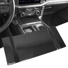 Jogon Genuine Carbon Fiber Console Sliding Cubby Door Cover Trim for Ford F-150 Raptor R Lariat Limited Tremor Platinum King Ranch 2021 2022 2023 2024 Hidden Panel Secret Pocket Lid