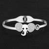 YAYAKO Stainless Steel Rhinestone Animal Bracelets Owl Mouse Elephant Bracelet