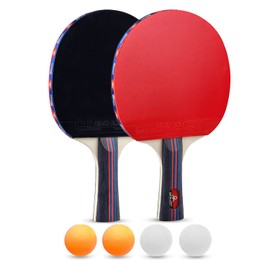 Ping Pong Paddle Set, Premium Rackets with Advanced Speed, Control and Spin, Portable Zipped Carrying Bag with 4 Ping Pong Balls and 2 Table Tennis Rackets, Ideal for Beginners and Professinals (2 Player Set)
