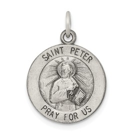FindingKing Sterling Silver Saint Peter Medal