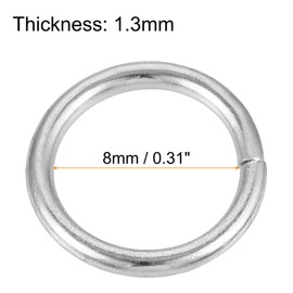 TOP-VIGOR 20Pcs Metal O Rings, 8mm ID 1.3mm Thickness Multi-Purpose O Rings Buckles,Non-Welded O-Ring Buckle, Metal Rings Heavy Duty for Craft Belt Purse Bag Making Hardware, Silver Tone