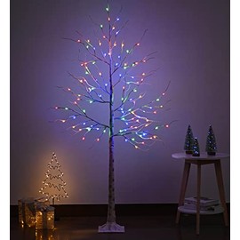 6Ft Lighted Birch Twig Tree with LED String Lights for Indoor Outdoor Home Thanksgiving Christmas Holiday Decoration