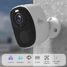 2PC 2.4G/5GHz WiFi Security Cameras Wireless Outdoor,2K Battery Home Security Camera with AI Detection,Siren, Surveillance Indoor Home Camera, Color Night Vision,2-Way Talk,IP65, Cloud/SD, Works Alexa