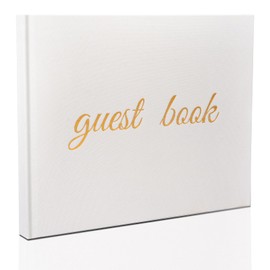 TXPEP 7pcs Elegant Linen Wedding Guest Book Set,9x7 Inches, 100page,Includes 6 Stickers,Pastable Photo Guest Book,Suitable for Wedding Reception,Baby Shower, Birthday,Quinceanera,Anniversaries