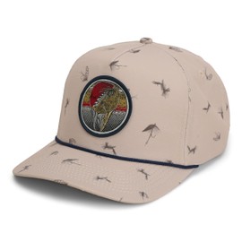 Dead Drift Fly Fishing Patch 5-Panel Vintage Trucker Rope Cap, Fly Fishing Cap (Khaki Flies)