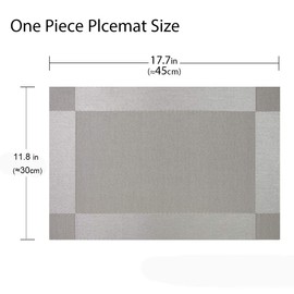 BECHEN Grey Placemats with Coasters Set of 6, Vinyl Heat-Resistant Table Mats Washable Plastic Kitchen Placemats for Dining Table Indoor Outdoor (45x30 cm)