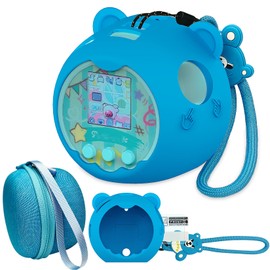 JCHPINE Hard Carrying Case and Silicone Cover Compatible with Punirunes Interactive Digital Toy, Protective Case for Punirunes Virtual Pet Squishy Characters with Screen Protector (Blue)