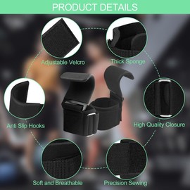 MeoZynxadril Weight Lifting Hooks (Pair), Lifting Straps Hooks, Non-Slip Pull-Up Hooks, Pull-Up Handle Hooks, Weight Lifting Hooks for Fitness, Bodybuilding, Weightlifting, for Men and Women, Black