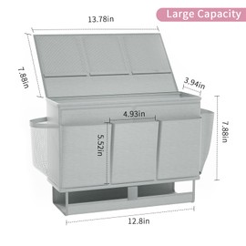 Frjjthchy Bedside Caddy Bedside Organizer,Bed Caddy with 11 Pockets and Power Strip Holder,Versatile Bedside Storage Caddy for Home,Dorm,Bunk,Hospital,Crib Bed (Grey)