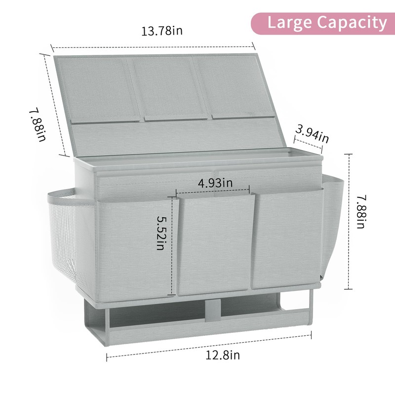 Frjjthchy Bedside Caddy Bedside Organizer,Bed Caddy with 11 Pockets and