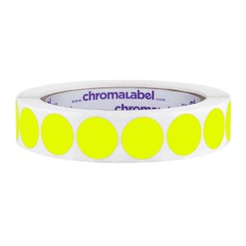 ChromaLabel 0.75 Inch Round Label Permanent Color Code Dot Stickers, 1000 Labels per Roll, Fluorescent Yellow