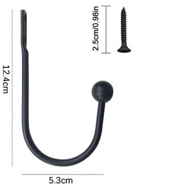 2 Pieces Metal Curtain Holdback, Decorative Curtain Drapery Holdbacks, Curtains U-Shaped Hook Wall Mouted, Decorative Curtain Drapery Holdbacks with Screws (BLACK)