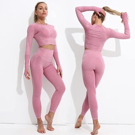 DONKARRY 3-piece women's sports suits, jogging suit, sports set, yoga outfit, casual suit., pink, l