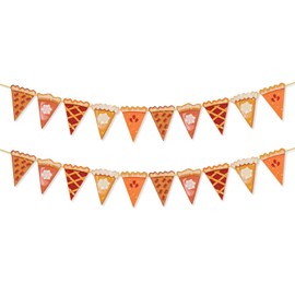 Goktvai Pumpkin Pie Pennant Banner, Thanksgiving Pie Slices Bunting Banner Harvest Home Mantel Decorations Fall Party Garland for Fall Harvest Party Supplies