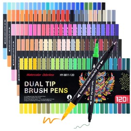 BQUKKIMAG 120 Colored Art Brush Markers Pens for Adult, Fine Point Art Marker, Double Tip Colored Pen, Coloring Book Markers for Adult, Hand Lettering, Drawing