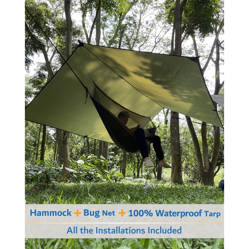 Sunyear Hammock Camping with Rain Fly Tarp and Net, Portable
