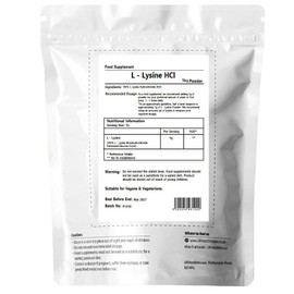 UKHealthHouse L-Lysine Powder, High Potency Essential Amino Acid, Vegan, Food Supplement, Premium Amino Acid Range, Essential Amino Acid, Gluten Free (1kg)