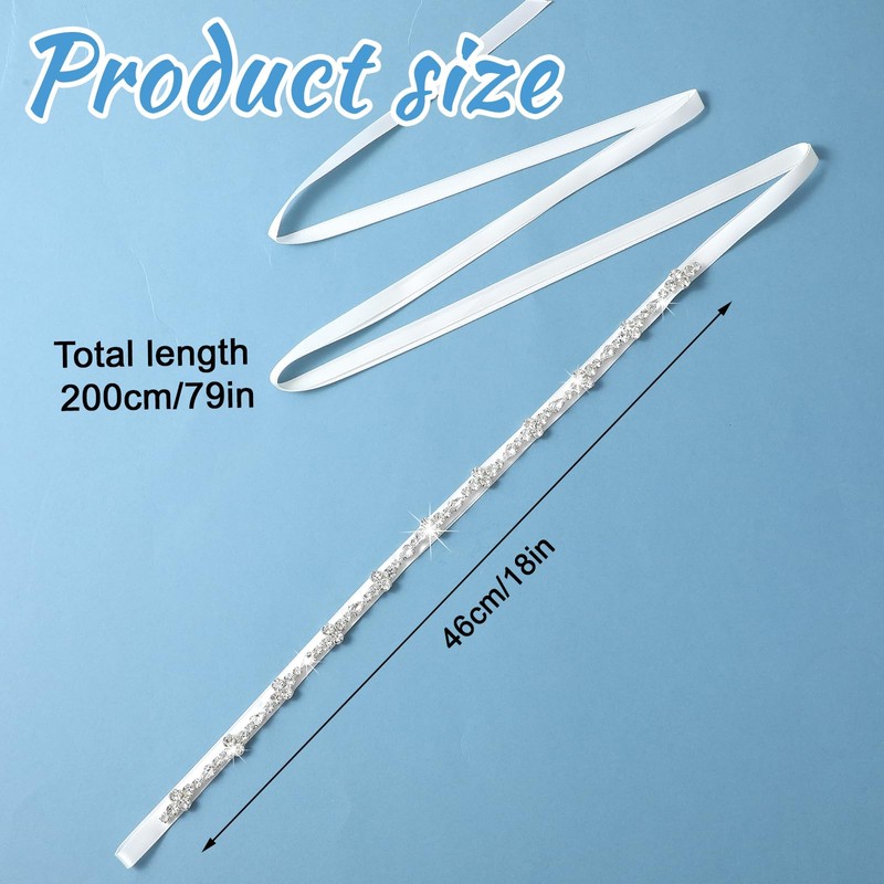 AOZUO Bridal Rhinestone Wedding Waist Belt, Thin Bling Bridal Dress