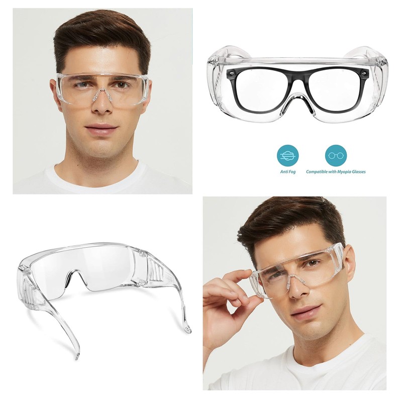 ZPSCXQ 4 Pack Safety Goggles, Protective Glasses for Adults, Clear
