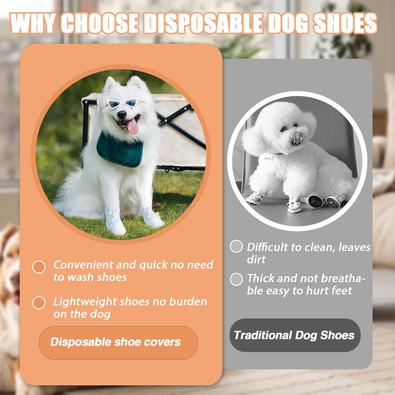 40 Pieces Dog Paw Protectors, Dog Foot Covers, Disposable Foot