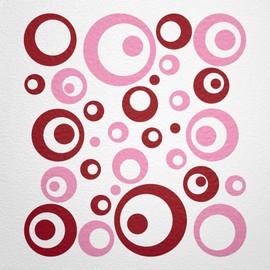 WANDfee® Wall Tattoo, Circles, Dots, 50 Stickers, Colour Choice For Children's Bedroom, Living Room, Hallway, Bathroom, Kitchen, Tile Stickers, pink