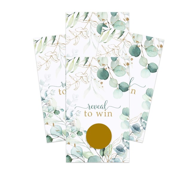 Gold Greenery Scratch Off Game Cards (30 Pack) Party Supplies Bridal Shower - Baby Shower - Raffle Tickets - Business Drawing Prizes – Elegant Floral Favors
