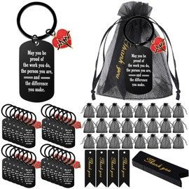 Sureio 72 Pcs Nurse Gift Include 24 Nurse Keychain with 24 Tassel Organza Bag and 24 Tag Thank You Gifts for Party(Black,Stylish Style)