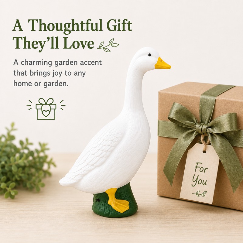 7-Inch White Goose Garden Statue – Outdoor Resin Goose Figurine