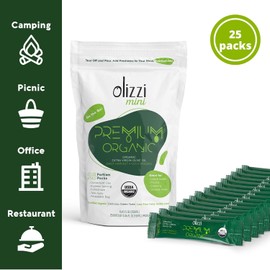 Olive Oil Packets - Olizzi Premium Organic Extra Virgin, New Harvest, Award Winning, Early Harvest, Cold Pressed, USDA Organic Certified, Single Serve, Mini, Salad Dressing To Go, Individual, Travel Size, 25 Single Use Packs (0.34 Fl Oz / Unit)