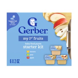Gerber My 1st Fruits Starter Kit, Banana, Pear & Apple Puree, 2 Ounce Tubs, 2-Pack (Set of 6)