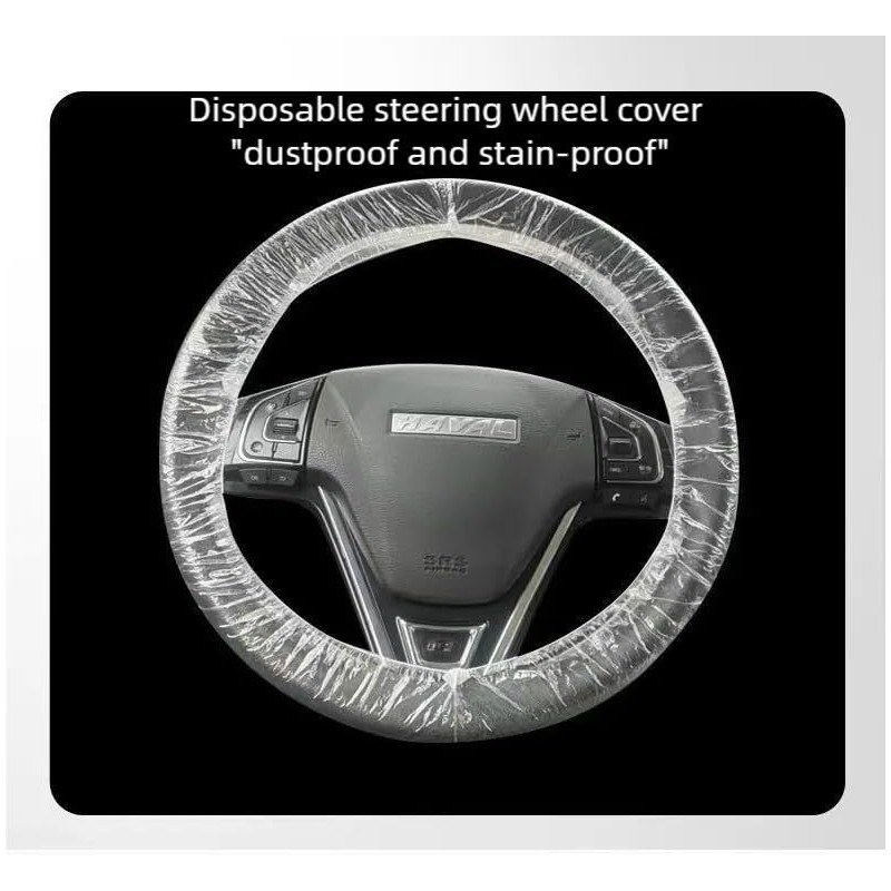 Bluelark Disposable Steering Wheel Covers 100PCS PE Plastic Clear Protectors