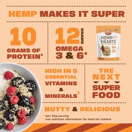 Manitoba Harvest Hemp Seeds, 10g Plant Based Protein & 12g Omega 3 & 6 per Serving, For smoothies, yogurt & salad, Non-GMO, Vegan, Keto, Paleo, Gluten Free, 2.1oz (Pack of 12)