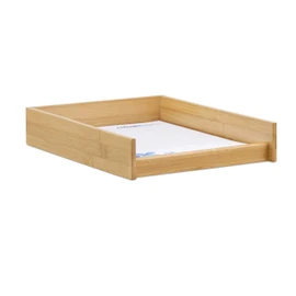 Relaxdays Wooden Document Filing Tray, Stackable, DIN A4 Letter Rack, Office, Flat, Desk, Bamboo, 6x25x33 cm, Natural, 6 x 25 x 33 cm