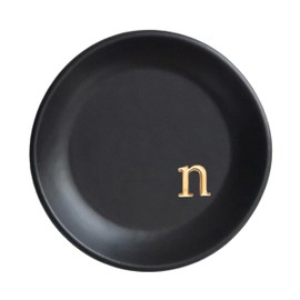 COLLECTIVE HOME - Ceramic Jewelry Tray, Decorative Trinket Dish for Rings Earrings Necklaces Bracelet Watch Keys, Birthday Mother's Day Christmas Gift for Women, 4.75", Black Surface (n)