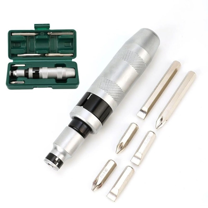 7Pcs Drive Impact Screwdriver Kit, 6 Bits Multifunctional Manual Drive